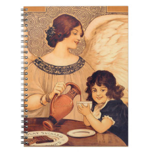 Antieke Franse Chocolade Engel Poster: Vintage Kun Notitieboek