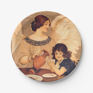 Antieke Franse Chocolade Engel Poster: Vintage Kun Papieren Bordje