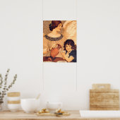 Antieke Franse Chocolade Engel Poster: Vintage Kun Poster (Keuken)