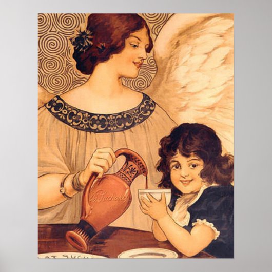 Antieke Franse Chocolade Engel Poster: Vintage Kun Poster (Voorkant)