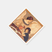 Antieke Franse Chocolade Engel Poster: Vintage Kun Servetten (Hoek)
