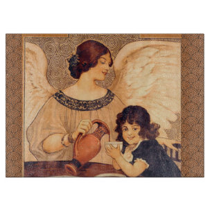 Antieke Franse Chocolade Engel Poster: Vintage Kun Snijplank