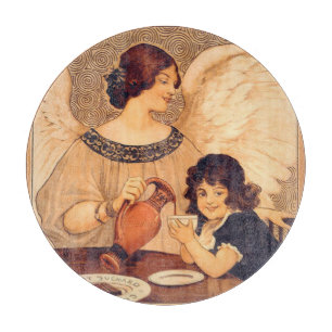 Antieke Franse Chocolade Engel Poster: Vintage Kun Snijplank