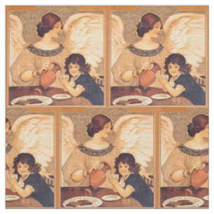 Antieke Franse Chocolade Engel Poster: Vintage Kun Stof