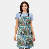 Antieke Franse Collage Schort (Gedragen)