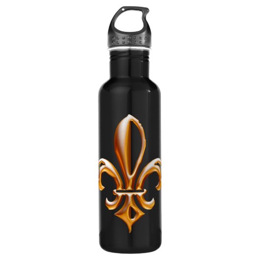 Antieke Franse Gouden Fleur de Lis Symbool Waterfles (Voorkant)