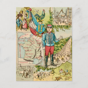 Antieke Franse Illustratie Briefkaart