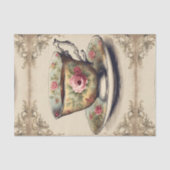 Antieke Franse landelijke bloem theekop Tissuepapier (Voorkant)