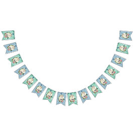 Antieke Franse landelijke konijn en blauwe botanis Vlaggetjes