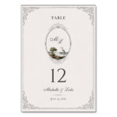 Antieke Franse landelijke monogram huwelijks tafel Kaart (Voorkant)
