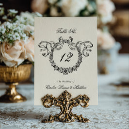 Antieke Franse monogram krans elegante trouw Kaart