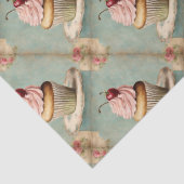 Antieke Franse Roze Cupcake Verjaardags Thee Feest Tissuepapier (Detail)