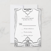 Antieke Franse Scroll RSVP Dubbelzijdig Kaartje (Achterkant)