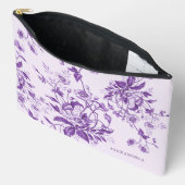 Antieke Franse Toile Paarse Bloemrijke Bruidsdouch Etui (Open)