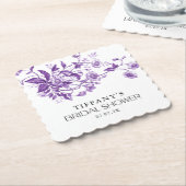 Antieke Franse Toile Paarse Bloemrijke Bruidsdouch Kartonnen Onderzetters (Gebogen)