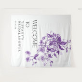 Antieke Franse Toile Paarse Bloemrijke Bruidsdouch Wandkleed (Voorkant (horizontaal))