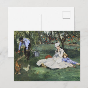 Antieke Franse tuin Monet Familie Manet Prent Briefkaart