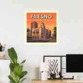 Antieke Fresno Californië Poster (Thuiskantoor)