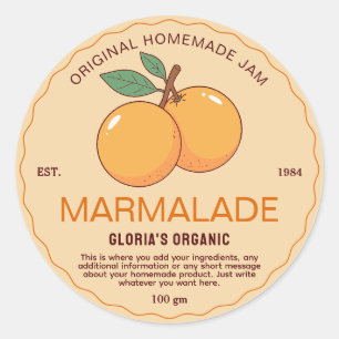 Antieke fruitmarmelade jam Huisgemaakt product Ronde Sticker