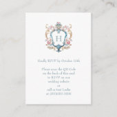 Antieke Geborduurde Bloem Crest Trouw QR Code Informatiekaartje (Voorkant)