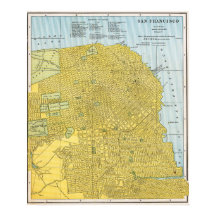 Antieke gedetailleerde gouden San Francisco kaart