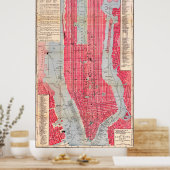 Antieke gedetailleerde New York kaartposter 1893 Poster (Keuken)