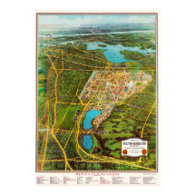 Antieke gedetailleerde New York kaartposter