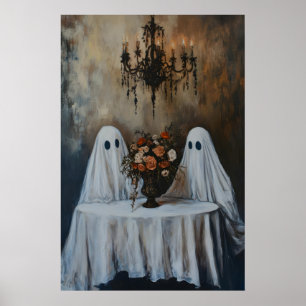Antieke Geest Koppel Print, Griezelfolder, Goth Poster