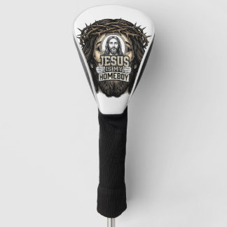 Antieke Gegraveerde Gekroonde Heilige Gezicht Vect Golfheadcover