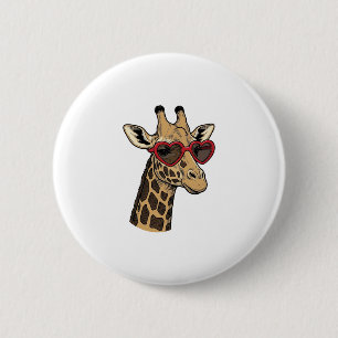 Antieke gegraveerde giraffe hart zonnebril ontwerp ronde button 5,7 cm