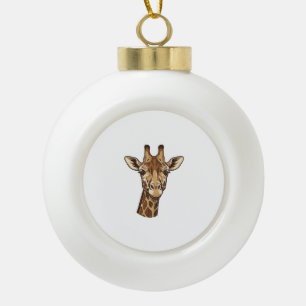 Antieke gegraveerde giraffen kop vector ontwerp_1 keramische bal ornament