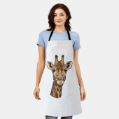 Antieke gegraveerde giraffen kop vector ontwerp_1 schort (Gedragen)