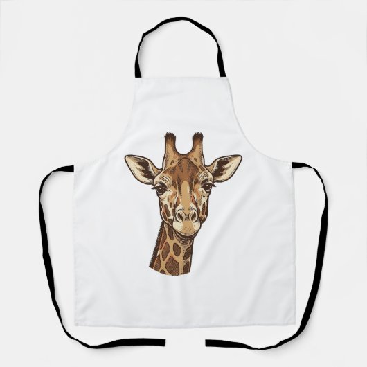 Antieke gegraveerde giraffen kop vector ontwerp_1 schort (Voorkant)