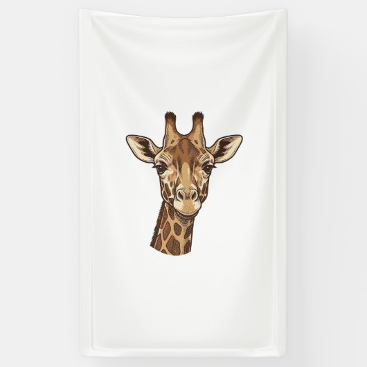 Antieke gegraveerde giraffen kop vector ontwerp_1 spandoek (Verticaal)