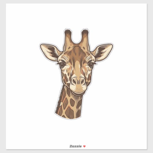 Antieke gegraveerde giraffen kop vector ontwerp_1 sticker (Vel)