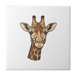 Antieke gegraveerde giraffen kop vector ontwerp_1 tegeltje