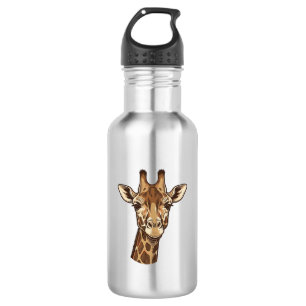 Antieke gegraveerde giraffen kop vector ontwerp_1 waterfles