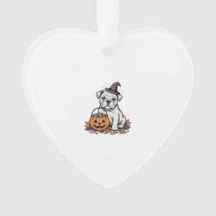 Antieke Gegraveerde Halloween Bulldog Pompoen Ontw Ornament