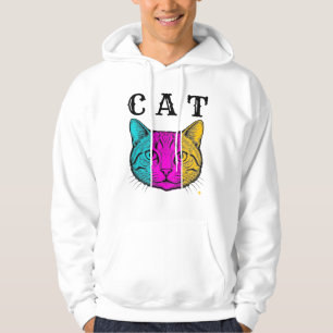 Antieke Gegraveerde Kat Kleuren Blok Grafisch Ontw Hoodie