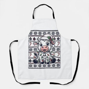 Antieke Gegraveerde Kerst Koe Onooglijk T-shirt On Schort