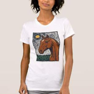 Antieke Gegraveerde Paard Sterrennacht Kunstontwer T-shirt