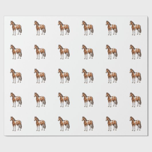 Antieke Gegraveerde Pinto Paard Vector Ontwerp_1 Cadeaupapier (Vlak)