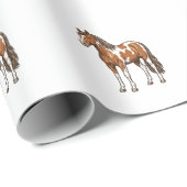 Antieke Gegraveerde Pinto Paard Vector Ontwerp_1 Cadeaupapier (Rol Hoek)