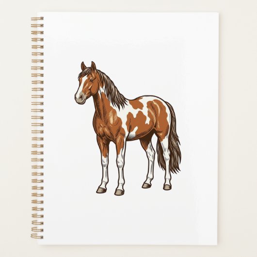 Antieke Gegraveerde Pinto Paard Vector Ontwerp_1 Planner (Voorkant)
