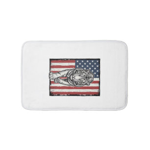 Antieke Gegraveerde Tijger Amerikaanse Vlag Patrio Badmat