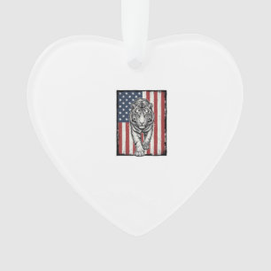 Antieke Gegraveerde Tijger Amerikaanse Vlag Patrio Ornament
