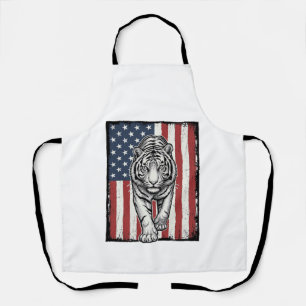 Antieke Gegraveerde Tijger Amerikaanse Vlag Patrio Schort