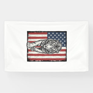 Antieke Gegraveerde Tijger Amerikaanse Vlag Patrio Spandoek