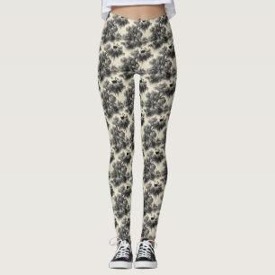 Antieke Gegraveerde Toile de Jouy Naadloos Patroon Leggings