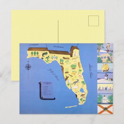 Antieke geïllustreerde Florida Briefkaart (Voorkant / Achterkant)